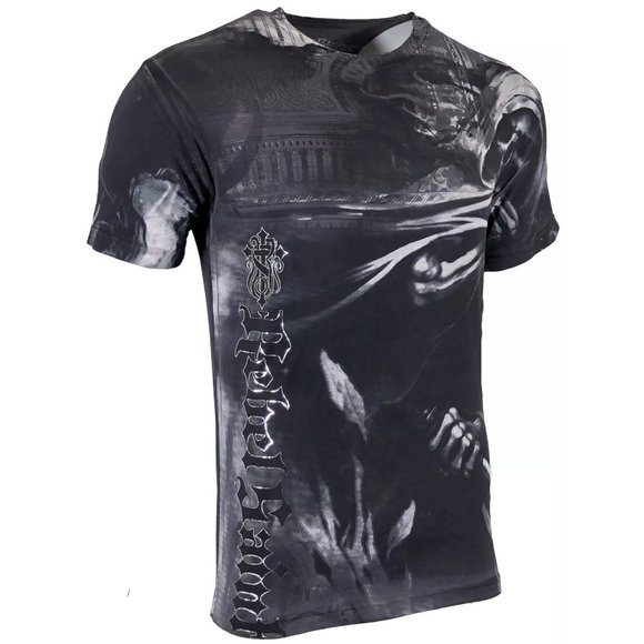 Rebel Saints by Affliction Men's T-shirt DARK DEATH Biker Skull Tattoo S-5XL - Picture 7 of 8